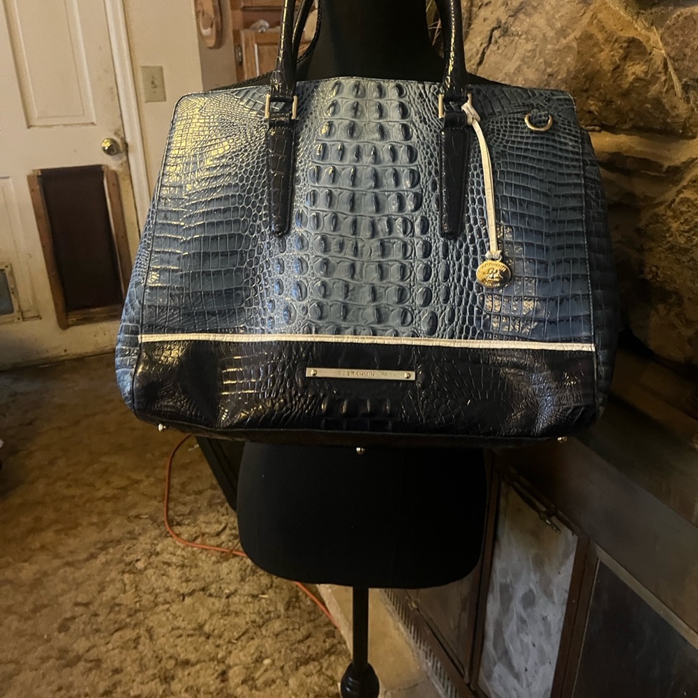 Brahmin Two-Tone Crocodile-Embossed Shoulder Bag